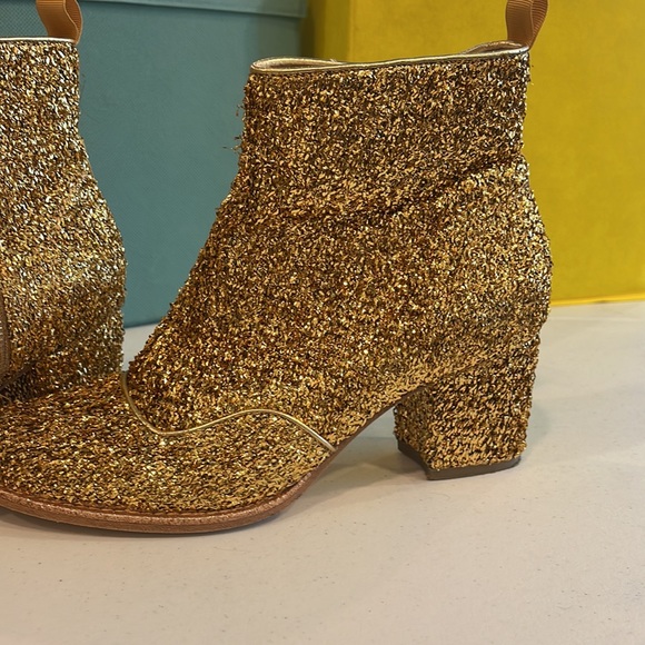 Anthropologie Bill Blass tinsel gold glitter booties - Picture 2 of 5